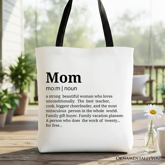 Mom Definition Canvas Tote Bag, Funny Mothers Day Gift Shopper